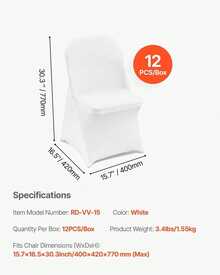 12 Pcs White Chair Covers Polyester Spandex Chair Cover Stretch Slipcovers For Wedding Party Dining Banquet Flat-Front Chair Covers GP - D - Xem 7