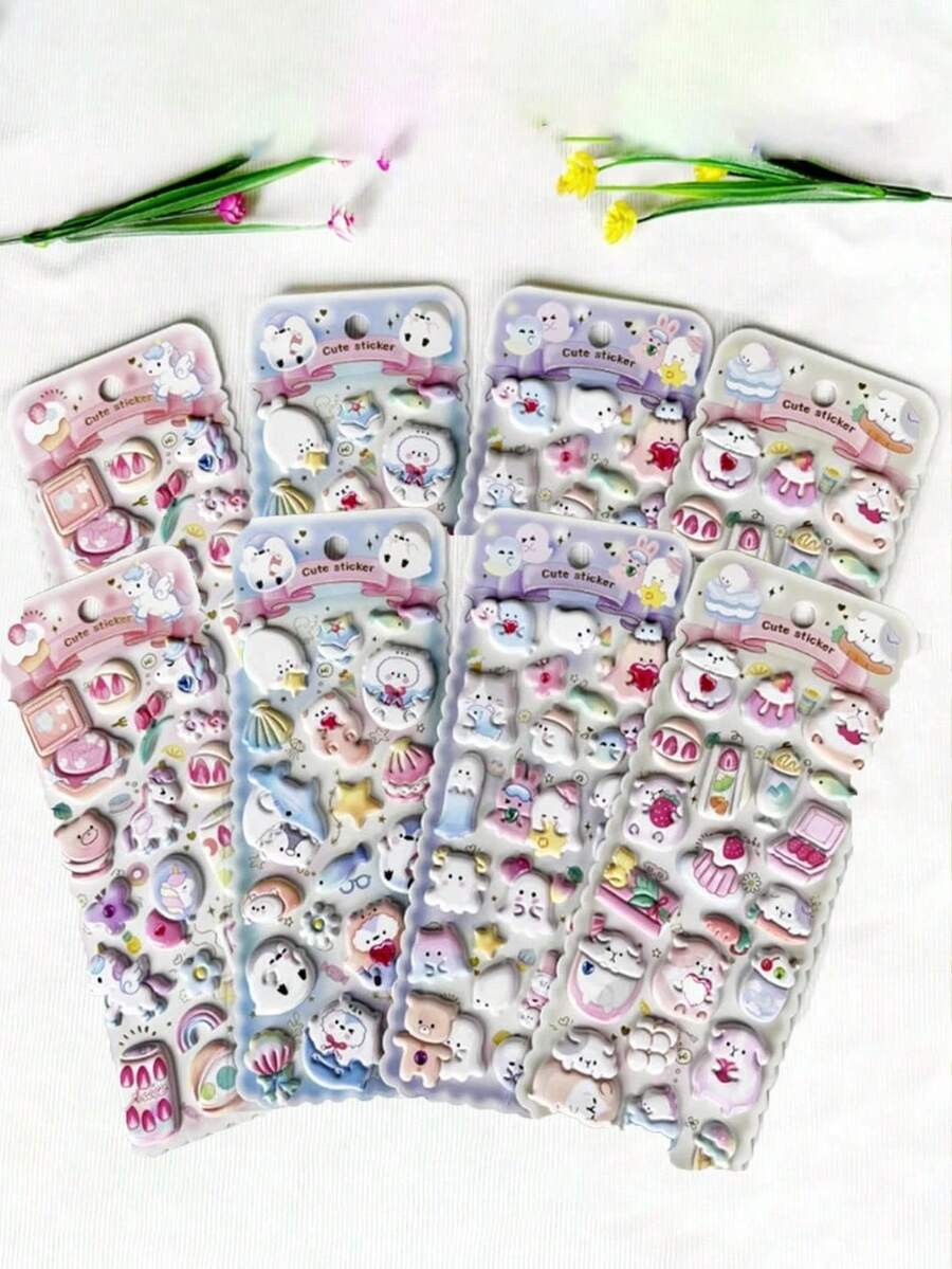 1 Set Random Cute Animal Stickers - 3D Foam Stickers, Suitable For Crafts, Scrapbooking, Journals And DIY Projects. Adorable Animal Patterns (Assorted Colors) - Multicolor - View 1