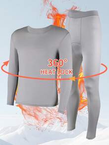 Men's Ultra-Thin Thermal Underwear Set, Seamless Self-Heating Skin-Friendly Undershirt, Autumn/Winter, Hyaluronic Acid Warm Suit, Men's Ultra-Thin Base Layer Thermal Underwear