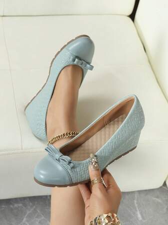 Damen Mode Keilabsatz Weich Bequem Spitzschuh High Heels