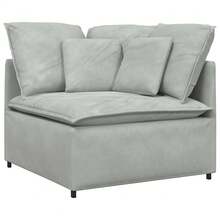 vidaXL Modulares Sofa Mit Samtkissen In Hellgrau - Grey - View 5