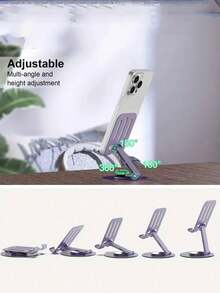 1pc 360° Rotating Universal Metal Phone & Tablet Stand - Waterproof, Shock-Absorbing, Adjustable And Compact - Durable Iron Structure, Smooth Rotation And Long-Lasting Use