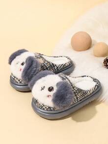 Children's Fashion Casual Anti-Slip Wear-Resistant Lightweight Thermal Lined Warm House Slippers, Suitable For Winter - Grey - View 3