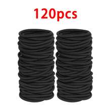 120pcs Black Hair Ties, Suitable For Thick, Curly Hair, Ponytail, Unisex Hair Bands, Portable Daily Hair Ties - Multicolor - View 12