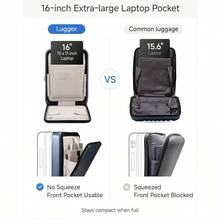 Carry On Luggage 22x14x9 Airline Approved FLO5 Expandable Polycarbonate Suitcase With Front Pocket FX-Core Brown-Black 20 Inch - 棕黑色 - 查看 4
