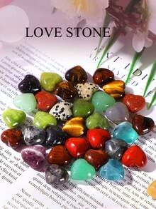 Conjunto de Cristais Naturais e Pedras de Cura a Granel, Presentes de Corações de Gemas, Pedras Preciosas, Corações de Cristal, Pedras Polidas de Bolso, Pedras de Chakra, Ametista, Quartzo Rosa, Reiki, Presentes de Natal para Mulheres e Homens 1,5 cm