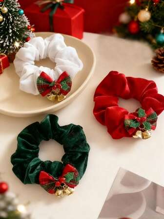 1pc Girls Christmas Bell Bow Hairband Suitable For Festival Or Daily Match
