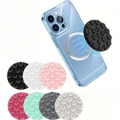 1pc Silicone Round Suction Cup Phone Case - Silicone Sticky Phone Grip With Suction Cup, Accessories For Phone, Suitable For Selfie And Video Recording