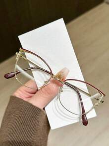 女士奢华优雅个性化水钻镂空猫眼眼镜 - 無色 - 查看 13