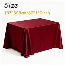 1pc Elegant Satin Tablecloth, Wedding Decoration Rectangular Tablecloth, High-Quality Polyester Satin Texture, Suitable For Weddings, Birthdays, Restaurants, Home Gatherings, Outdoor Parties, Tabletop Protection Cover, Tabletop Decoration And Party Tablecloth, Christmas Party Napkin - Burgundy - View 27