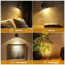 Kit Of 2 Wall Sconces For Bedroom Wireless Rechargeable Magnetic Reading Led Night Light - Black - View 7