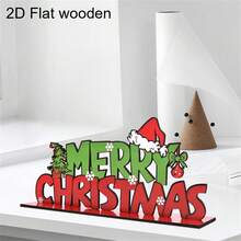 1pc 2D Flat Wooden Christmas Decoration Ornament Sign, Colorful Bow Merry Christmas Wooden Ornament Christmas Tree Pattern Antler Ornament, Holiday Table Decoration, Perfect Christmas Gift - Multicolor - View 7