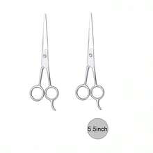 2 件/1 件专业理发剪刀 - 专业不锈钢理发剪刀 - 7/6.5/6/5.5 英寸总长度 - 剃刀边缘理发剪刀,男女皆宜 - 适用于沙龙和家庭使用的优质理发剪刀 - 銀色 - 查看 16