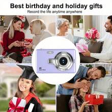 2.4英寸数码相机:4800万像素,16倍数码变焦,小巧便携,绝佳圣诞礼物 - Q12紫色+貼紙 - 查看 6