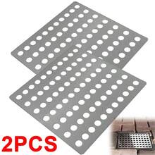 2PCS Stainless Steel Drain Cover Leaf Guard Metal Grid Plate Grate Rustproof Square - Silver - View 1