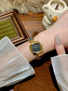 1pc Vintage Personalized Polygonal Dial Women's Watch, Fashion Minimalist Elegant Luxury Petite Classic Quartz Ladies Wrist Watch Suitable For Daily Wear, Parties And Other Occasions - 灰色 - 查看 6