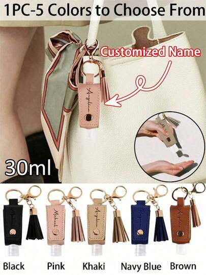 ﻿ 1PC Customized Name Hand Sanitizer Bottle Keychain With Tassel - 5 Colors Optional 30ml Refillable Portable Spray Bottle, Personalized Fashion Accessory For Hanging On Purses & Bags, Ideal For Travelers, Beauty Enthusiasts & Daily