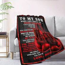 I'm Giving My Son A Fleece Blanket - A Heartwarming Design With Heartfelt Messages, A Heartfelt Message Design, Made With Love,Super Soft Flannel Printed  Blanket, As Birthday Gifts, Family, Wedding, Souvenir Blankets, Polyester Blankets Suitable For All Seasons, Washable, Machine Washable, Lightweight, Breathable, Comfortable, Warm, Unique, 280gsm For HimPersonalized Ideal Gifts For Her.  Perfect Nap, Camping, Travel, Home, Daily Life, Office Decoration, Birthday, Anniversary, Valentine's Day, Thanksgiving, Christmas, Halloween, Wedding, New Year Gifts ,Sofa,Bed,Car,Bedroom,Living Room,Office,  Outdoor Camping, Beach,Wall Decoration - 多色15 - 查看 3