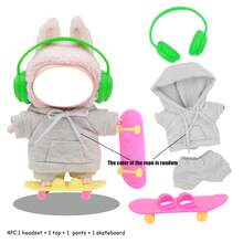 3 Stücke Sweatsuit Set (ohne Plüschpuppe, nur Kleidung und Accessoires) für LABUBU