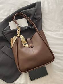 حقيبة كتف نسائية فاخرة ذات لون أحادي متعددة الاستخدامات