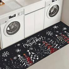 1 pièce Tapis de cuisine en gel de silice imprimé avec motif bonhomme de neige de Noël, tapis rectangulaire pour le salon, la chambre, le couloir, la salle de bain, la buanderie - en polyester, convient pour la décoration intérieure et extérieure de la maison - Multicolore - Voir 17
