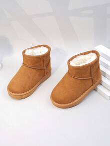 新款秋冬儿童雪地靴，厚底保暖毛绒内衬男童/女童短靴，幼儿/小孩尺码