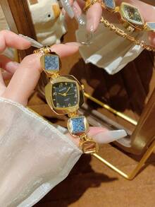 1pc Vintage Personalized Polygonal Dial Women's Watch, Fashion Minimalist Elegant Luxury Petite Classic Quartz Ladies Wrist Watch Suitable For Daily Wear, Parties And Other Occasions - 灰色 - 查看 5