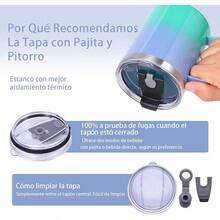 Volhoply - Taza de café con asa de acero inoxidable y aislamiento hermético, con tapa corrediza y popote, mantiene el frío y el caliente, tazas de campamento, 2 piezas, 355 ml, blanco - Violeta Verde - Ver 6