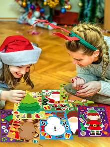 20 pezzi Adesivi per gioco di Natale "Crea una faccia", adesivi natalizi per bambini con Babbo Natale, albero di Natale, pupazzo di neve, renna, per regali di feste natalizie - Multicolore - Visualizzare 8