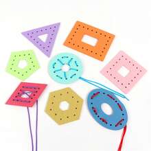 Wooden Geometric Shape Threading Toy, Colorful Educational Puzzle, 3-6 Years Old, Color And Shape Recognition Matching Game, Christmas & Birthday Gift, Mixed Colors, Educational Toys & Games