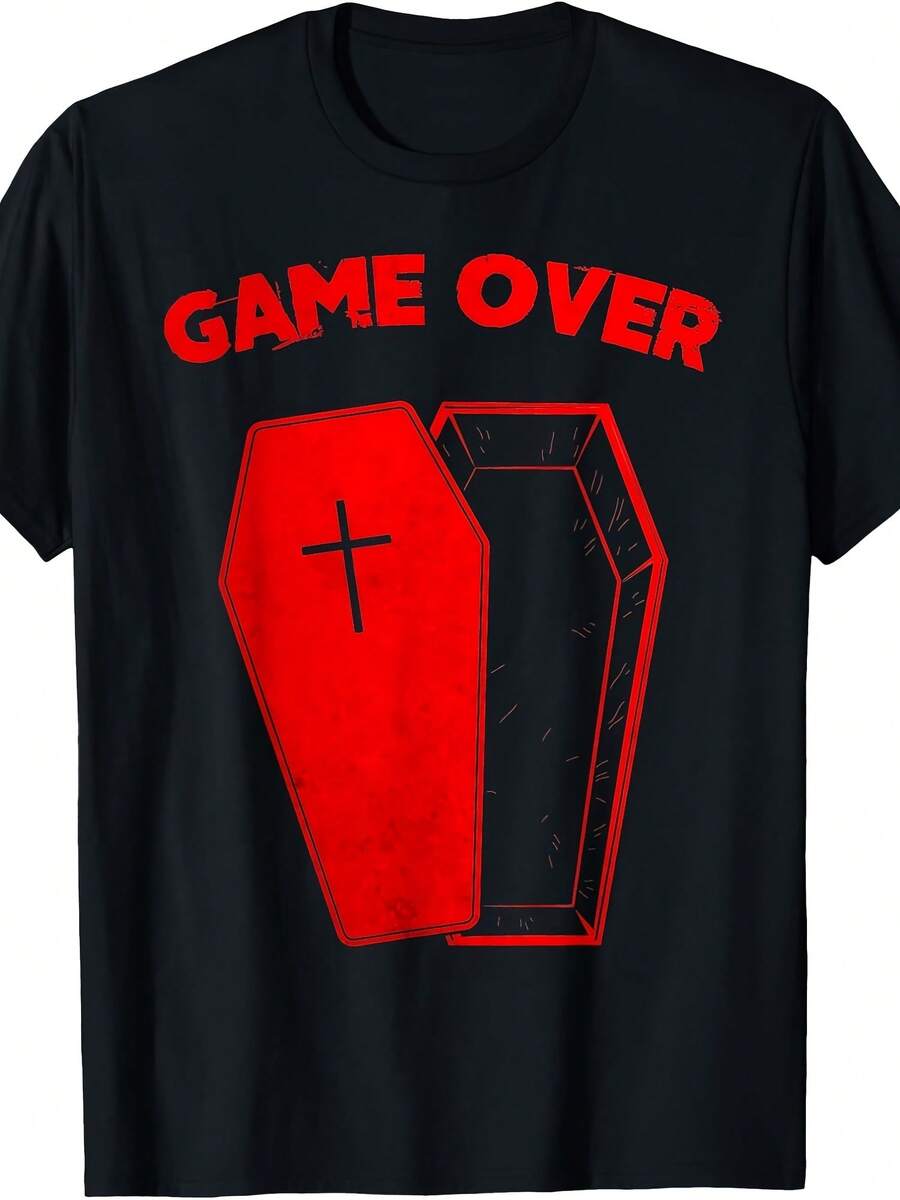 Soft Grunge Aesthetic Gothic Coffin Game Over Halloween Goth T-Shirt - 款式21 - 查看 1