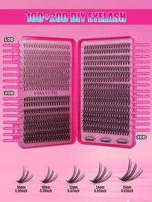 640 件 D 卷曲单根睫毛簇大容量 10D+20D/30D+40D+50D，常规睫毛 12-16 毫米 DIY 睫毛簇套装自然外观、超浓密、纤细、超柔软、超轻可重复使用单段假睫毛睫毛延长套装带化妆工具睫毛。 - 粉色 - 查看 8