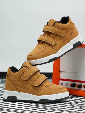 1 Pair Casual Sneakers For Teenagers, Boys & Girls, Students - Convenient High-Top, Anti-Collision Toe, Non-Slip Outsole, Waterproof, Wear-Resistant, Elastic, Shock-Absorbing, Fashionable Solid Color, Suitable For Street, Vacation, School, Sports, Casual, Skateboarding, Outdoor Activities, All Seasons