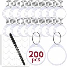 1.57 Inch Plastic Key Tags Round White Item Identifiers With Blank Paper Label Stickers And Pen, Metal Split Ring Tags Ideal For ,Office And Rental Management Use,100 Pack - 200 - 查看 1
