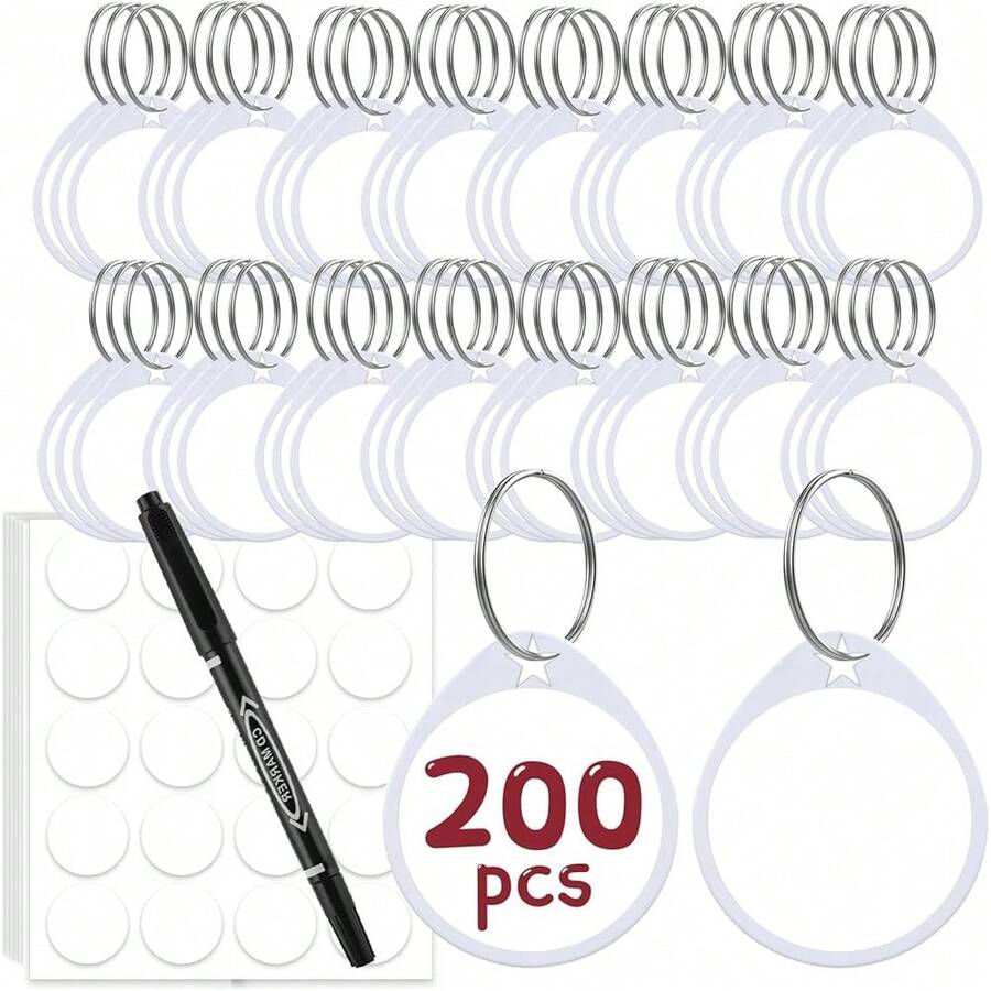 1.57 Inch Plastic Key Tags Round White Item Identifiers With Blank Paper Label Stickers And Pen, Metal Split Ring Tags Ideal For ,Office And Rental Management Use,100 Pack - 200 - 查看 1