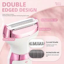 5-en-1 Rasoir électrique pour femme, épilateur facial, tondeuse à sourcils, tondeuse maillot, épilateur portable, taille compacte, longue durée de vie de la batterie, préparez-vous pour l'été avec une peau lisse, indispensable pour les voyages - Blanc - Voir 5