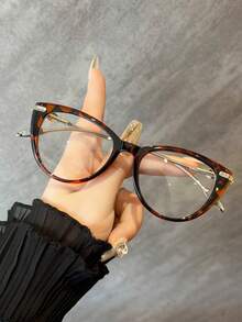 1 chiếc kính gọng mắt mèo bằng kim loại, bản lề lò xo bằng thép không gỉ, thiết kế nghệ thuật tối giản, kính mắt nữ thường ngày - Trong sáng - Xem 15