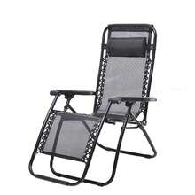 Portable Chair Reclinable plegable Tumbona Reclinable y Plegable Gravedad Cero - Sillón con Respaldo Alto y Reposapiés para Piscina, Camping y Jardín - 52x53x108/43cm - Negro - Ver 8