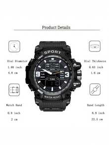1pc Multi-Function Sports Electronic Watch With Dual Display, Suitable For Daily Wear, Great Gift Option