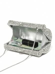 2025 Autumn/Winter Glittering Elegant Luxury Handbag, Glamorous Crystal Embellished Evening Bag For Women, Fashionable Makeup & Perfume Tote Bag, Handmade Sparkling Crystal Embroidered Wedding Bridal Clutch, Suitable For High-End Parties, Galas And Banquets (Not For Holding Phones) - Multicolor - View 12