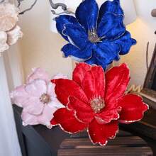 Christmas Glitter Poinsettia Flowers Artificial Flowers for Tree Wreath Vase Holiday Party Home Decor - Rosa - Ver 3