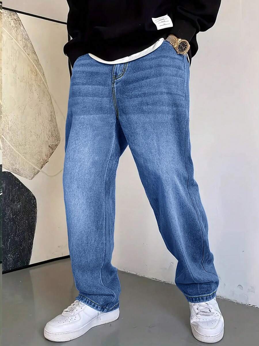 Men's Blue Casual Jeans, Fashion Everyday Wear
