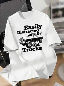 1 camiseta gráfica con estampado digital para hombre camioneta, clásica, distracción, fácilmente Camiseta casual de cuello redondo y manga corta. Camiseta de algodón ligera para las cuatro estaciones, lavable a máquina, no lavar en seco. - Blanco - Ver 1