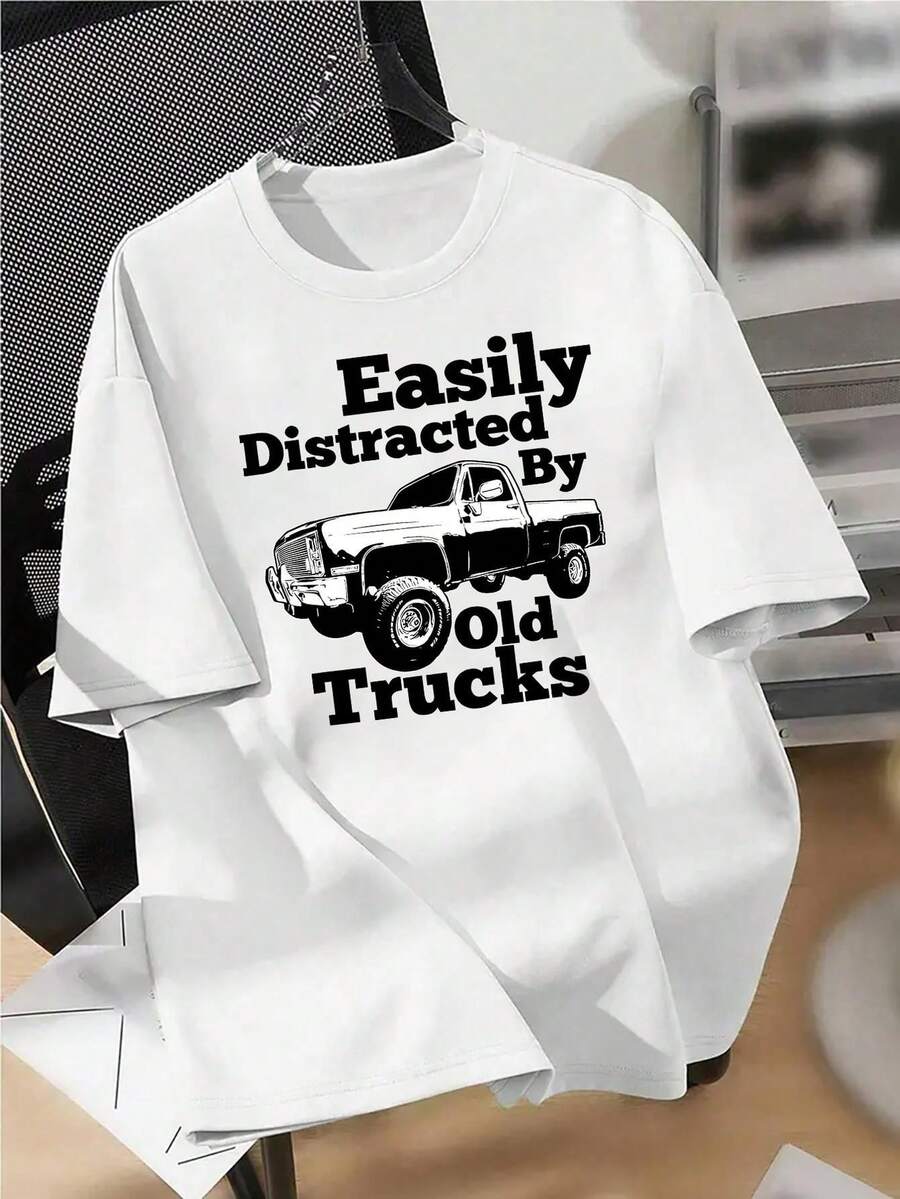 1 camiseta gráfica con estampado digital para hombre camioneta, clásica, distracción, fácilmente Camiseta casual de cuello redondo y manga corta. Camiseta de algodón ligera para las cuatro estaciones, lavable a máquina, no lavar en seco. - Blanco - Ver 1