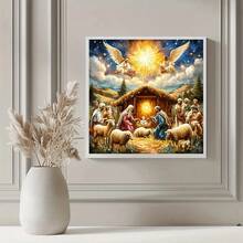 1 pieza Kit de pintura de diamantes en 5D con escena navideña de Jesús, tema navideño [30*30cm/11.8*11.8in][40*40cm/15.7*15.7in] Adecuado para principiantes adultos DIY Mosaico de arte de diamantes, arte de diamantes hecho a mano de perforación completa, adecuado para decoración de pared de sala de estar, dormitorio, oficina, regalo sorpresa para familiares y amigos, decoración del hogar para vacaciones, sin marco - Multicolor - Ver 6