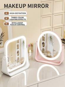 OBOVAY LED Makeup Mirror ,Vanity Mirror Lights, 3 Light Modes Lighted Makeup Mirror, Touch Control, Portable Stand And Rotatable Compact Mirror ,Lighted Travel Makeup Mirror, Vanity Cosmetic Mirror With Lights, Rechargeable Battery, Portable LED Makeup Mirror For Home, School Supplies,Women Gift,Christmas Gifts,600mAh