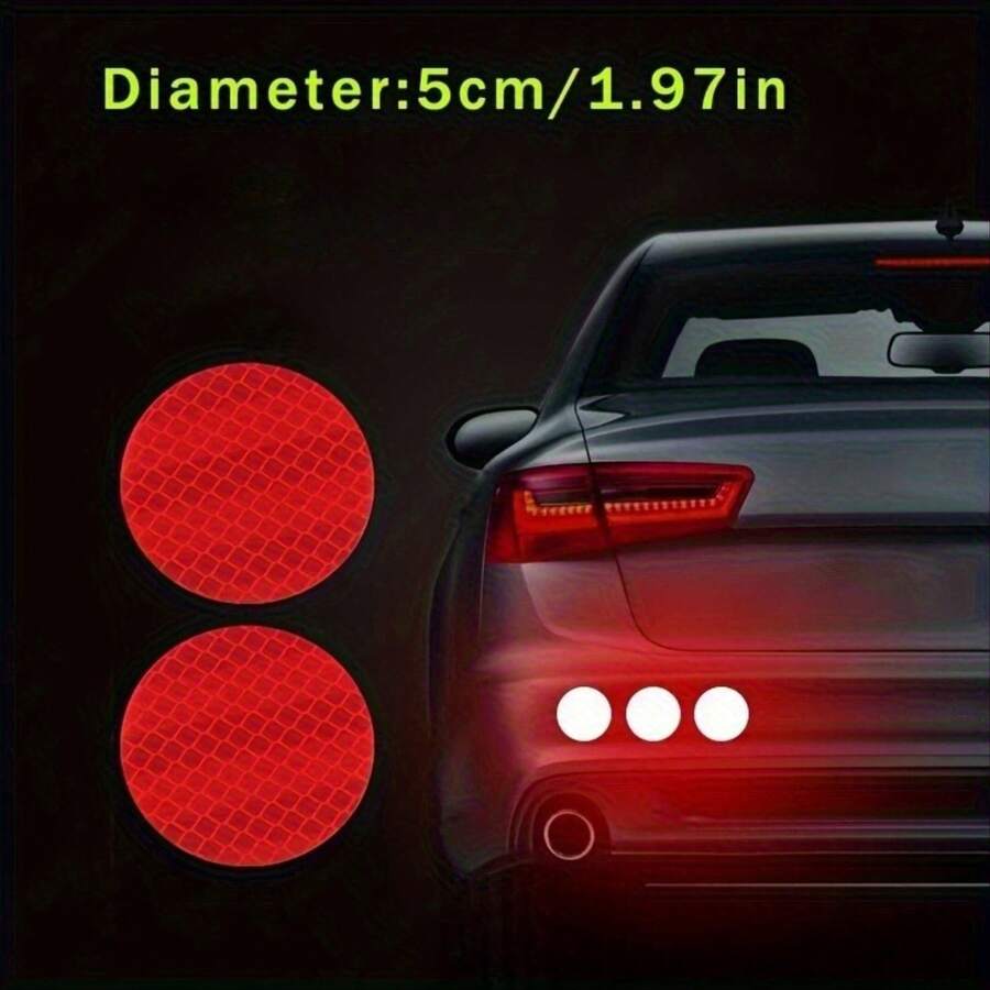 10 piezas de adhesivos reflectantes para parachoques de automóviles, cinta reflectante de alta visibilidad, mejora la  al conducir de noche, apto para automóviles, motocicletas, bicicletas y camiones - Círculo - Ver 1
