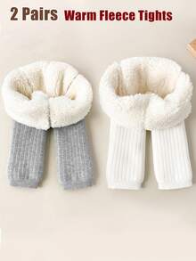 2 Pairs Kids Tights Girls Winter Thermal Lined Leggings Toddler Kids Warm Thick Thermal Pants Fleece Pants Keep Warm - Multicolor - View 4