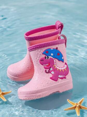 HAHABOBO Halloween New Mid-Calf Kids' Rain Boots - Popular Cute Cartoon Dinosaur Pattern Rubber Boots, Unisex Toddler Rain Boots For Boys & Girls, Waterproof, Ideal For Water Play, Stylish & Versatile, Lightweight & Soft, Suitable For Rainy Days, Outdoor Commuting, School & Walks; Perfect For Summer Autumn And All Seasons