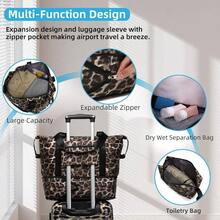 Luggage Sets 3 Piece, Hardside 20 IN Carry On Luggage Airline Approved PC+ABS Suitcase Set With Spinner Wheels TSA Lock, Lightweight Rolling Suitcase Men And Women, Cheetah Print - 3 件組 (20/DB/TB) + Cheetah 20 英寸 - 查看 6
